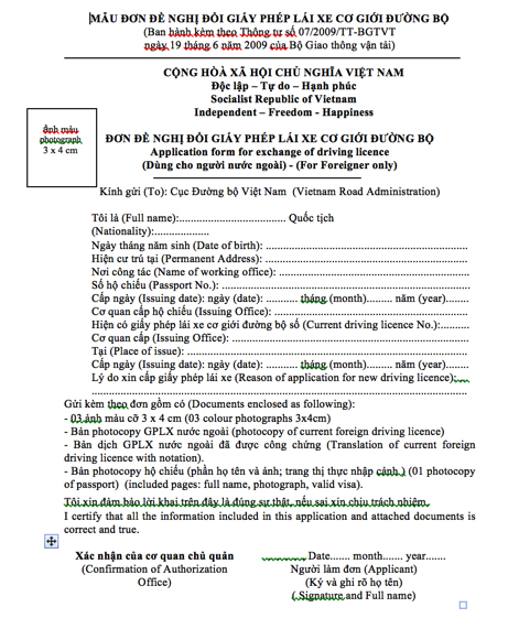 Vietnam Driving License